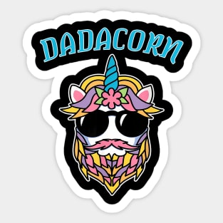 Dadacorn Dad Beard For Daddy Unicorn Fathers Day Humor Sticker